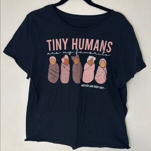 Black Graphic Tee - Tiny Humans Mom Baby Nurse Design